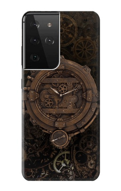 S3902 Horloge Steampunk Etui Coque Housse pour Samsung Galaxy S21 Ultra 5G