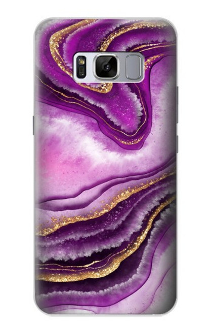 S3896 Stries d'or en marbre violet Etui Coque Housse pour Samsung Galaxy S8 Plus