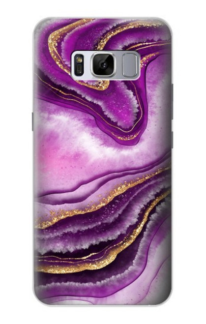 S3896 Stries d'or en marbre violet Etui Coque Housse pour Samsung Galaxy S8