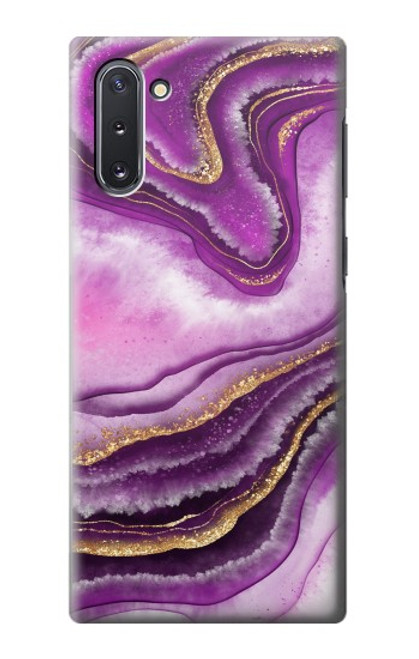 S3896 Stries d'or en marbre violet Etui Coque Housse pour Samsung Galaxy Note 10