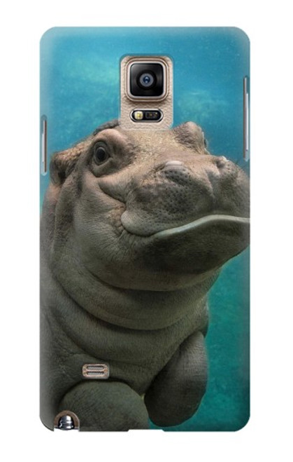S3871 mignon, bébé, hippopotame, hippopotame Etui Coque Housse pour Samsung Galaxy Note 4