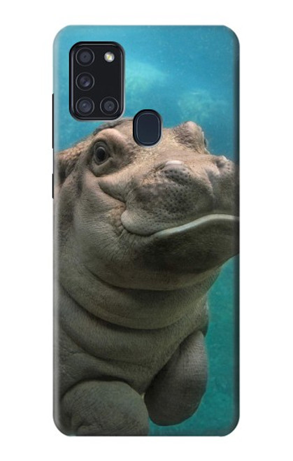 S3871 mignon, bébé, hippopotame, hippopotame Etui Coque Housse pour Samsung Galaxy A21s