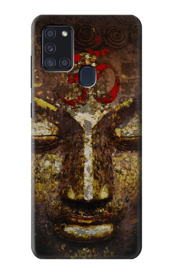 S3874 Symbole Ohm du visage de Bouddha Etui Coque Housse pour Samsung Galaxy A21s