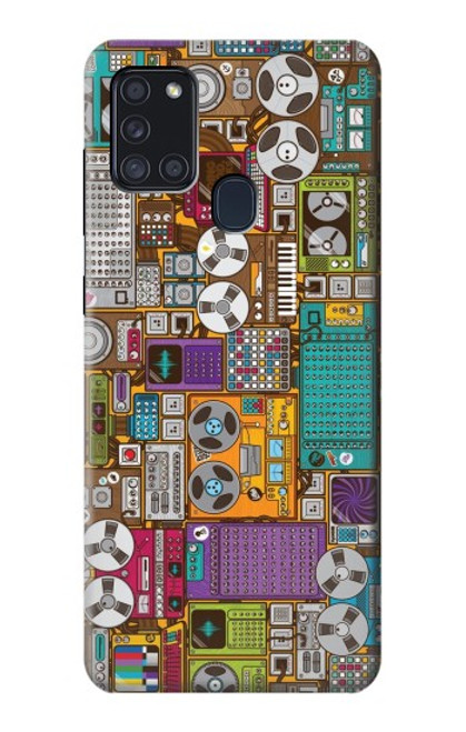 S3879 Griffonnage de musique rétro Etui Coque Housse pour Samsung Galaxy A21s