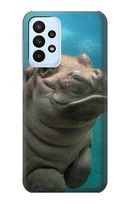 S3871 mignon, bébé, hippopotame, hippopotame Etui Coque Housse pour Samsung Galaxy A23