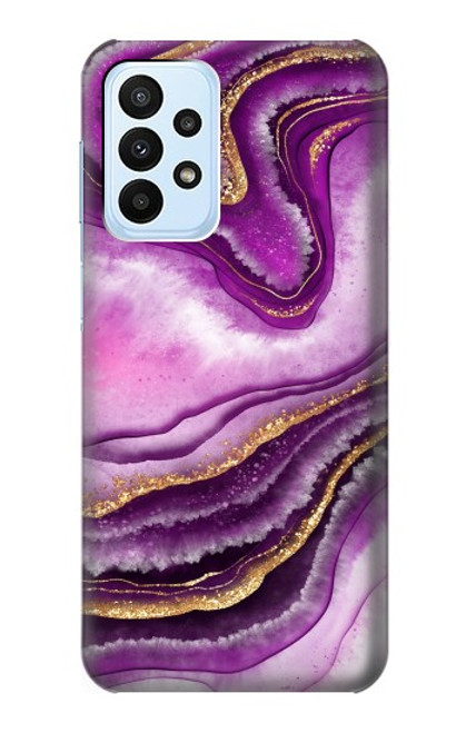 S3896 Stries d'or en marbre violet Etui Coque Housse pour Samsung Galaxy A23