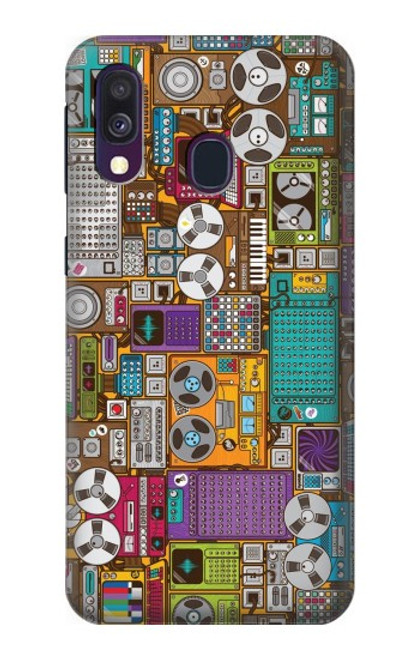 S3879 Griffonnage de musique rétro Etui Coque Housse pour Samsung Galaxy A40