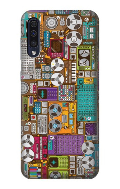 S3879 Griffonnage de musique rétro Etui Coque Housse pour Samsung Galaxy A50