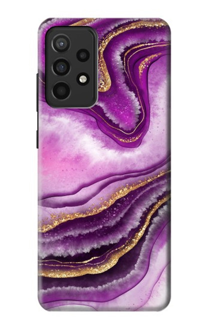 S3896 Stries d'or en marbre violet Etui Coque Housse pour Samsung Galaxy A52, Galaxy A52 5G