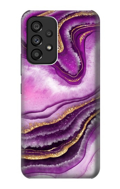 S3896 Stries d'or en marbre violet Etui Coque Housse pour Samsung Galaxy A53 5G