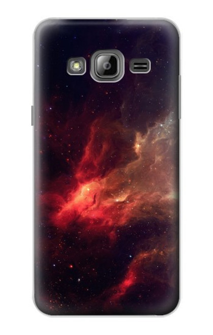 S3897 Espace nébuleuse rouge Etui Coque Housse pour Samsung Galaxy J3 (2016)