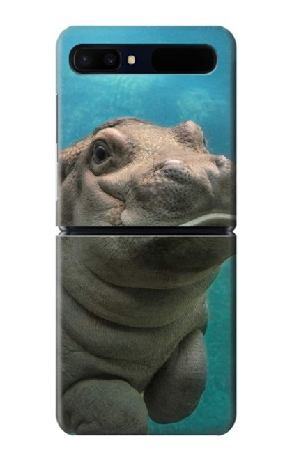 S3871 mignon, bébé, hippopotame, hippopotame Etui Coque Housse pour Samsung Galaxy Z Flip 5G