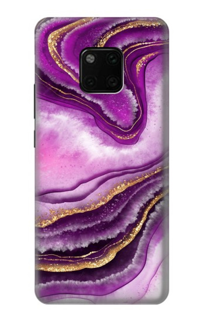 S3896 Stries d'or en marbre violet Etui Coque Housse pour Huawei Mate 20 Pro