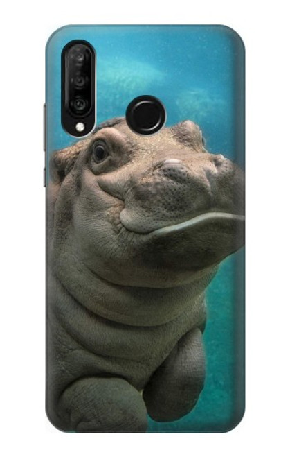 S3871 mignon, bébé, hippopotame, hippopotame Etui Coque Housse pour Huawei P30 lite