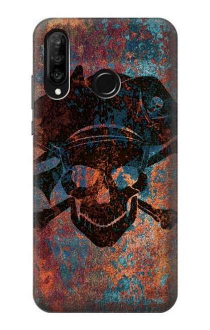 S3895 Pirate Crâne Métal Etui Coque Housse pour Huawei P30 lite