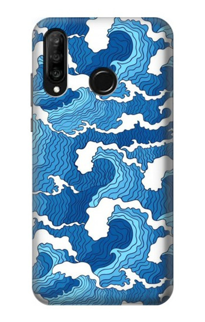 S3901 Vagues esthétiques de l'océan de tempête Etui Coque Housse pour Huawei P30 lite