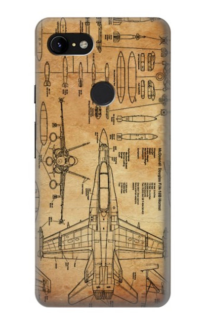 S3868 Plan d'avion vieux papier Etui Coque Housse pour Google Pixel 3 XL