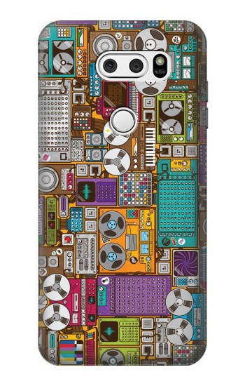 S3879 Griffonnage de musique rétro Etui Coque Housse pour LG V30, LG V30 Plus, LG V30S ThinQ, LG V35, LG V35 ThinQ