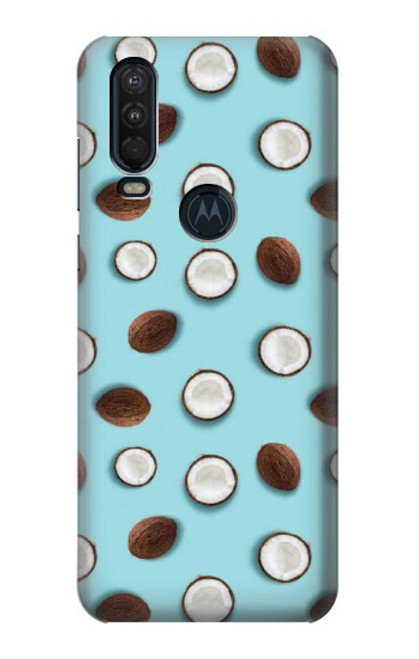 S3860 Motif à pois de noix de coco Etui Coque Housse pour Motorola One Action (Moto P40 Power)