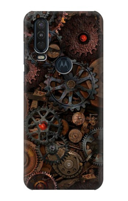 S3884 Engrenages Mécaniques Steampunk Etui Coque Housse pour Motorola One Action (Moto P40 Power)