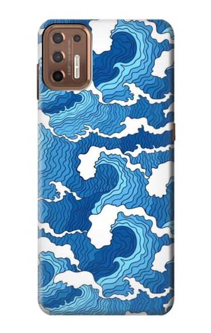 S3901 Vagues esthétiques de l'océan de tempête Etui Coque Housse pour Motorola Moto G9 Plus