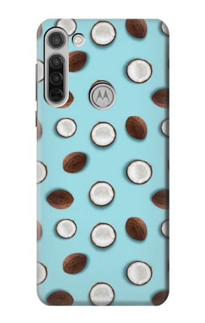 S3860 Motif à pois de noix de coco Etui Coque Housse pour Motorola Moto G8