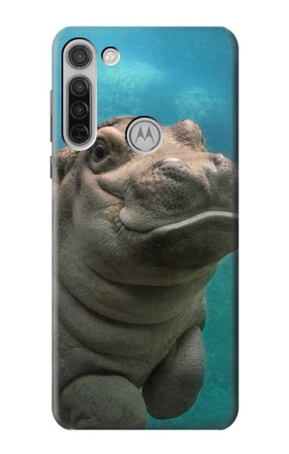 S3871 mignon, bébé, hippopotame, hippopotame Etui Coque Housse pour Motorola Moto G8