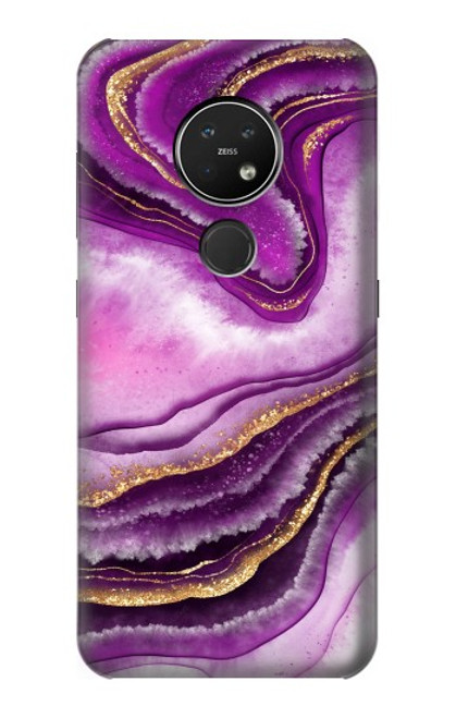 S3896 Stries d'or en marbre violet Etui Coque Housse pour Nokia 7.2