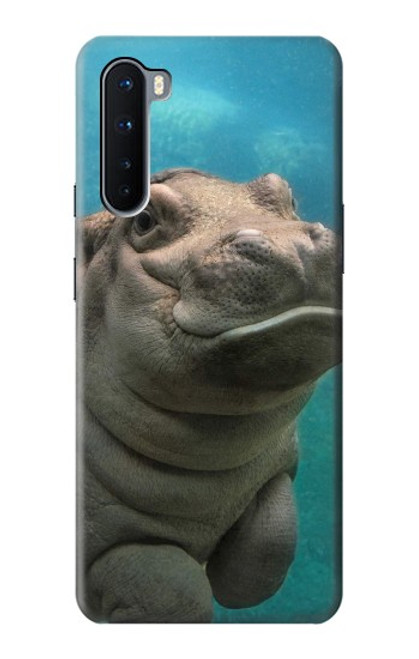 S3871 mignon, bébé, hippopotame, hippopotame Etui Coque Housse pour OnePlus Nord