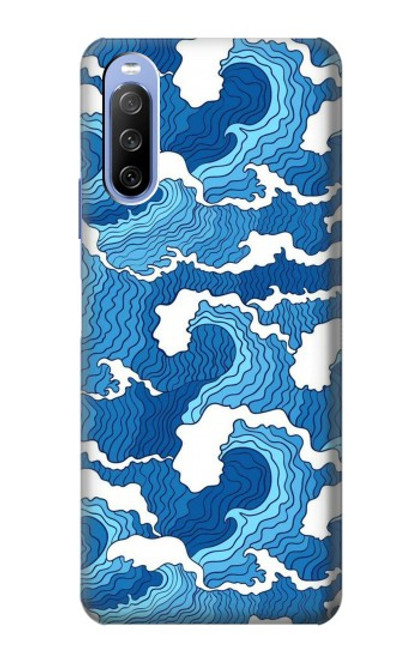 S3901 Vagues esthétiques de l'océan de tempête Etui Coque Housse pour Sony Xperia 10 III Lite