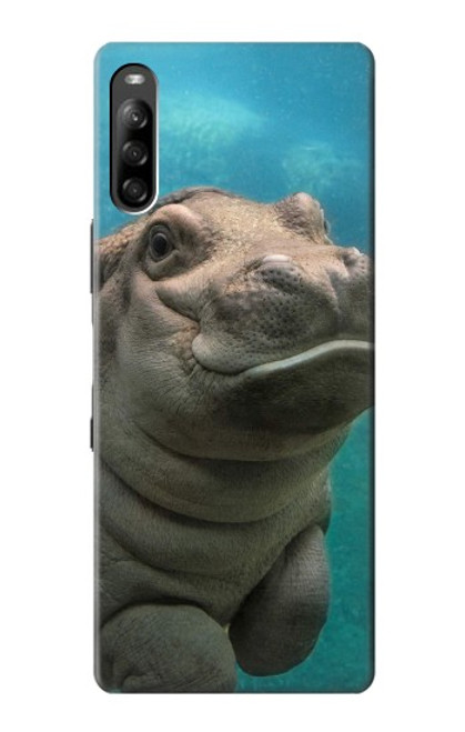 S3871 mignon, bébé, hippopotame, hippopotame Etui Coque Housse pour Sony Xperia L4