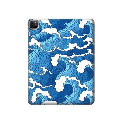 S3901 Vagues esthétiques de l'océan de tempête Etui Coque Housse pour iPad Pro 12.9 (2022,2021,2020,2018, 3rd, 4th, 5th, 6th)