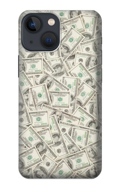S2077 Billets Dollar argent Etui Coque Housse pour iPhone 14