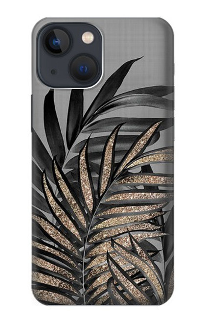 S3692 Feuilles de palmier gris noir Etui Coque Housse pour iPhone 14