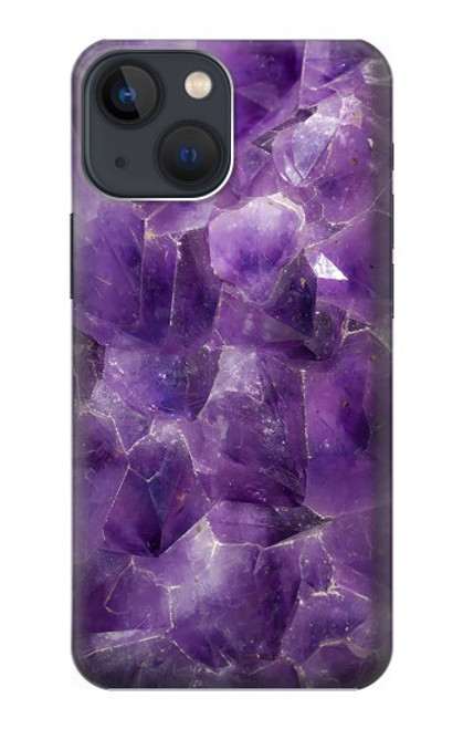 S3713 Graphique violet améthyste à quartz imprimé Etui Coque Housse pour iPhone 14