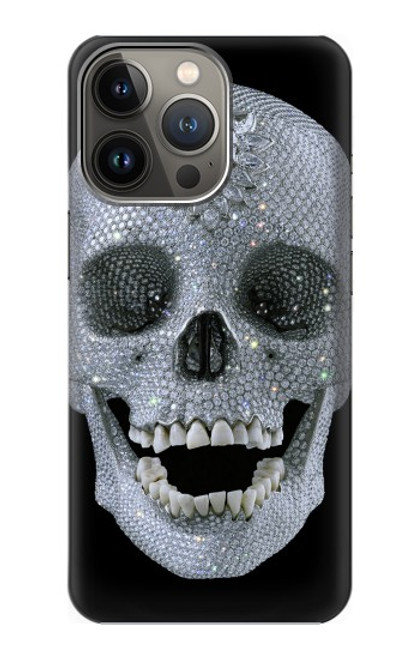 S1286 Crâne de diamant Etui Coque Housse pour iPhone 14 Pro