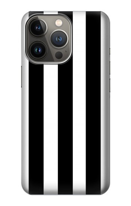 S2297 Noir et blanc rayures verticales Etui Coque Housse pour iPhone 14 Pro
