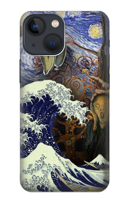 S3851 Monde de l'art Van Gogh Hokusai Da Vinci Etui Coque Housse pour iPhone 14 Plus