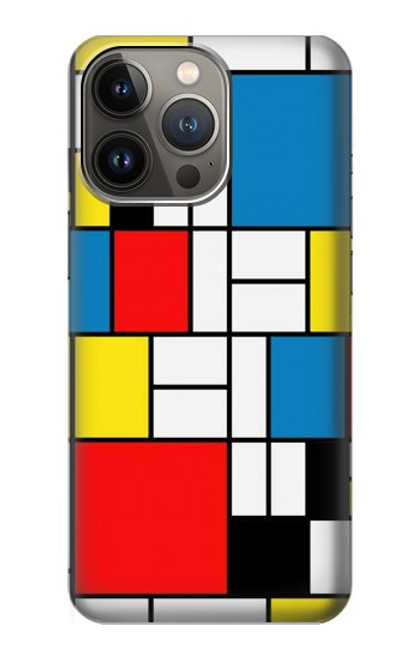 S3814 Composition de dessin au trait Piet Mondrian Etui Coque Housse pour iPhone 14 Pro Max