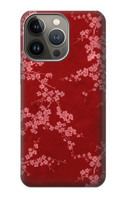 S3817 Motif de fleurs de cerisier floral rouge Etui Coque Housse pour iPhone 14 Pro Max