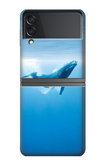 S0843 Baleine bleue Etui Coque Housse pour Samsung Galaxy Z Flip 4