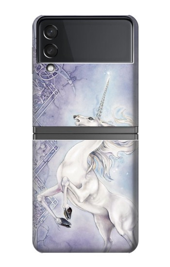 S1134 Cheval Blanc Licorne Etui Coque Housse pour Samsung Galaxy Z Flip 4