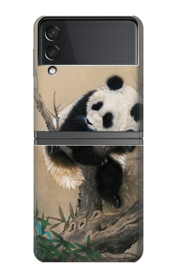 S2210 Peinture Art Panda Fluffy Etui Coque Housse pour Samsung Galaxy Z Flip 4