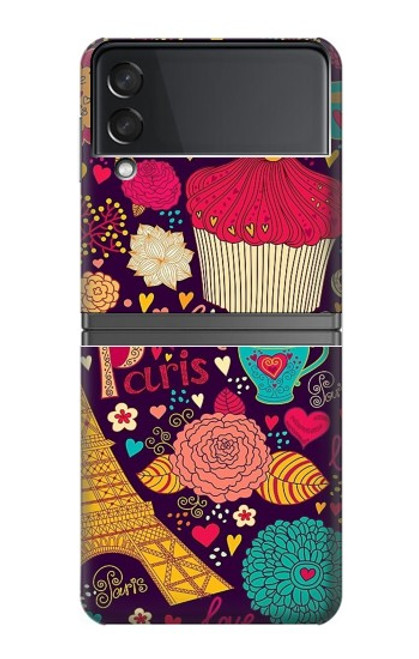 S2353 Paris Dessin Motif de Millésime Etui Coque Housse pour Samsung Galaxy Z Flip 4