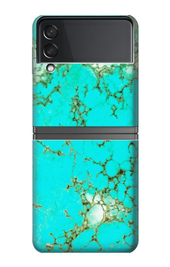 S2377 Turquoise Texture Motif imprimé Gemme Etui Coque Housse pour Samsung Galaxy Z Flip 4