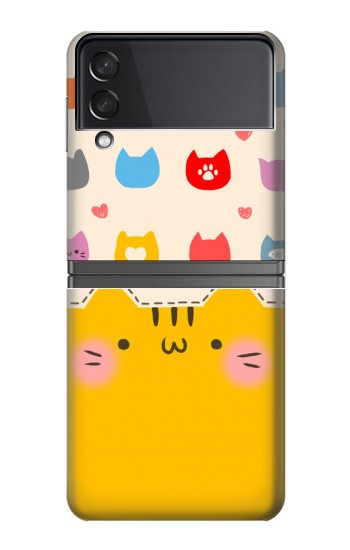 S2442 Chat mignon drôle Dessin animé Etui Coque Housse pour Samsung Galaxy Z Flip 4