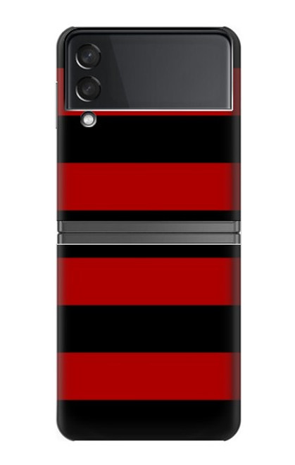 S2638 Noir et Rouge rayé Etui Coque Housse pour Samsung Galaxy Z Flip 4