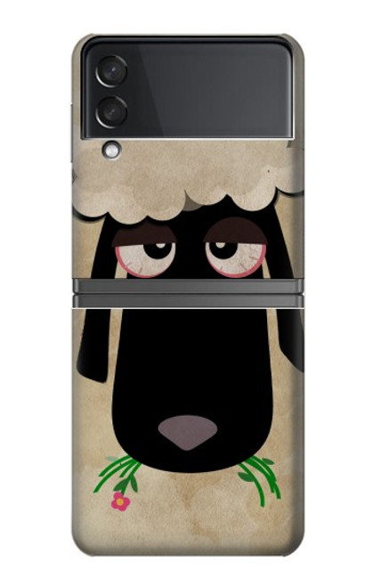 S2826 Mignon Noir Sheep Dormir Dessin Etui Coque Housse pour Samsung Galaxy Z Flip 4