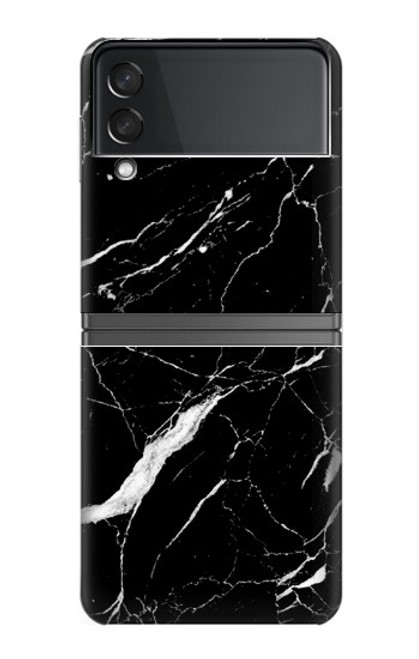 S2895 Noir Marbre imprimé graphique Etui Coque Housse pour Samsung Galaxy Z Flip 4