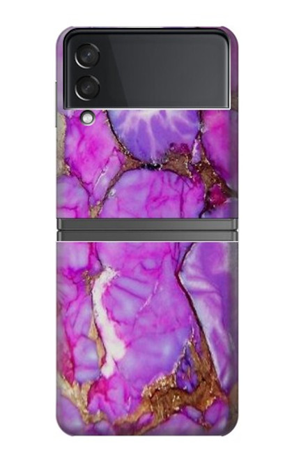 S2907 Violet Turquoise Pierre Etui Coque Housse pour Samsung Galaxy Z Flip 4